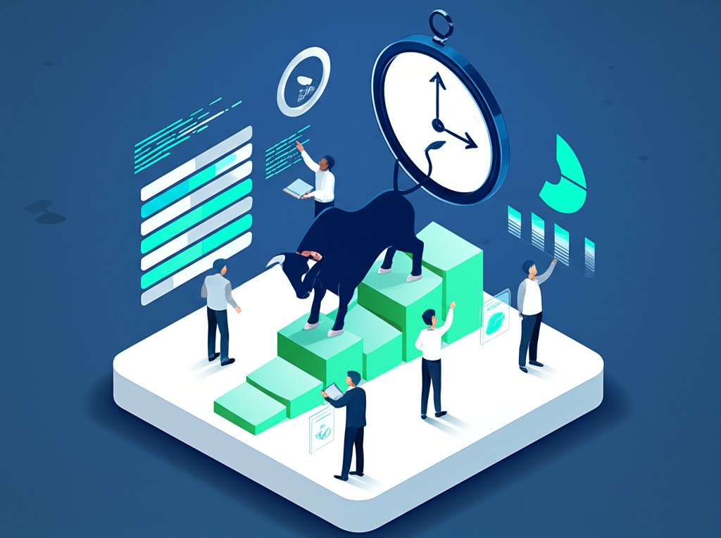 Infographic predicting current bull market run's expected lifespan and market outlook.