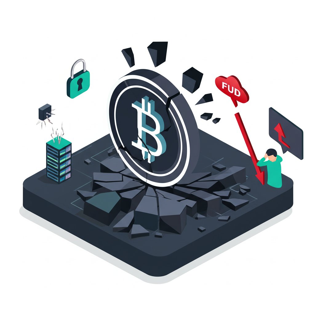 Crypto market crash chart detailing triggers for violent price drops.