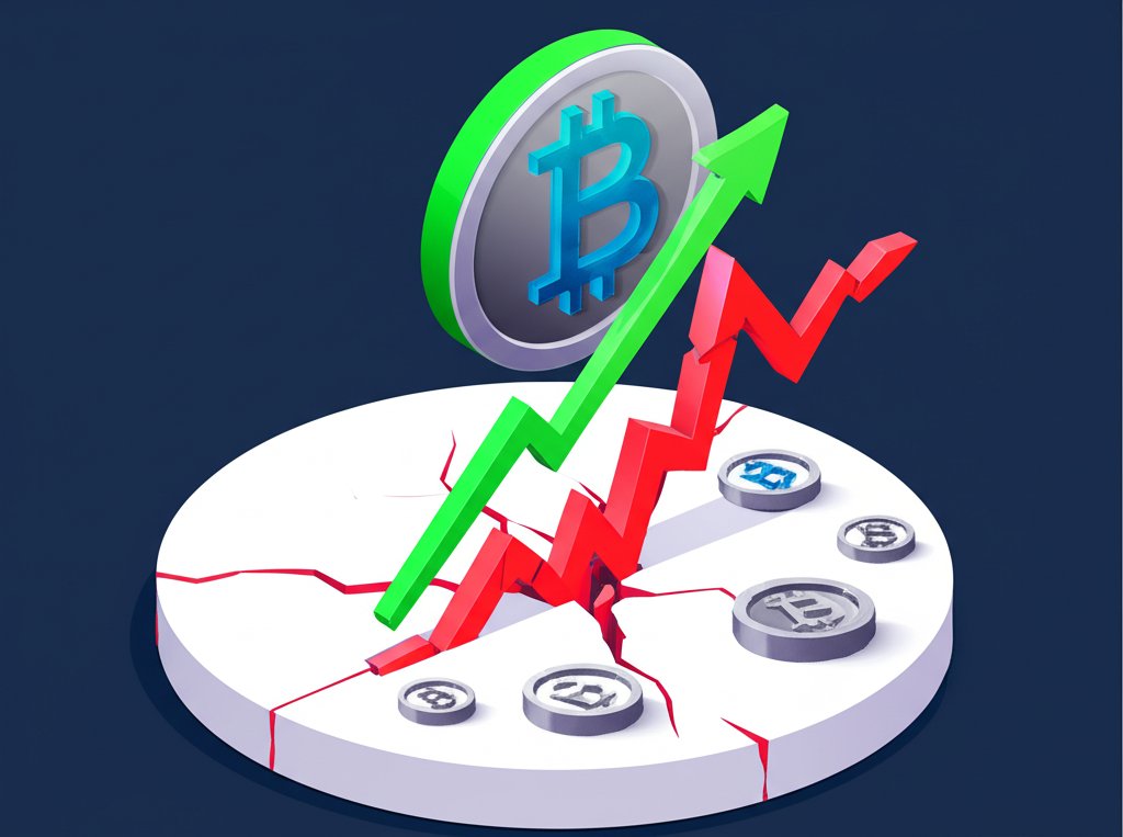 Crypto market chart with upward arrow, signaling post-crash recovery and rebound.