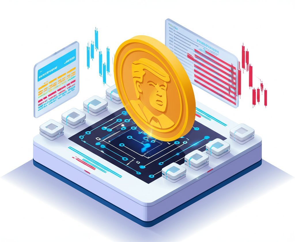 Trump crypto coin logo with TRUMP text, symbolizing its reality.