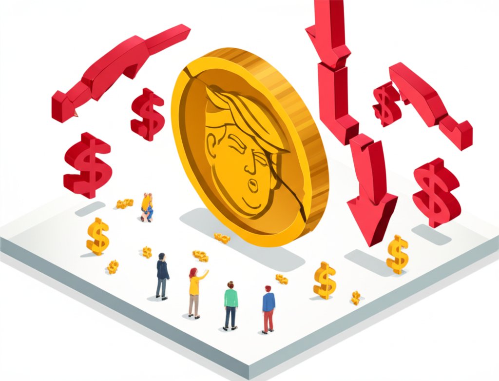 Trump crypto coin price falls hard during record market crash.