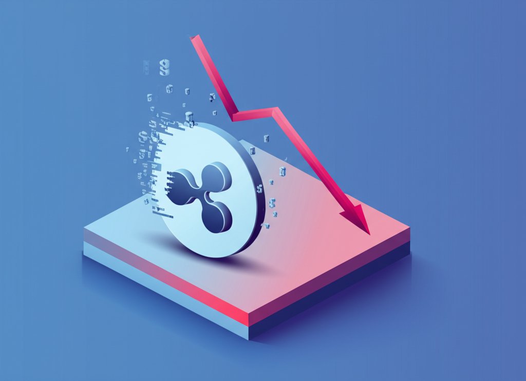 XRP GBP price falling on a chart, reflecting volatile cryptocurrency market.